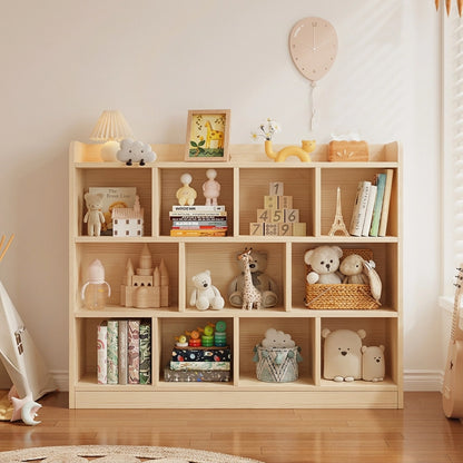 Montessori Kids Storage Cabinet, Solid Pine