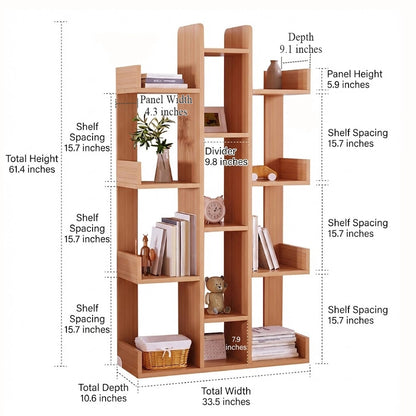 Geometric Tree Bookshelf, Solid Pine