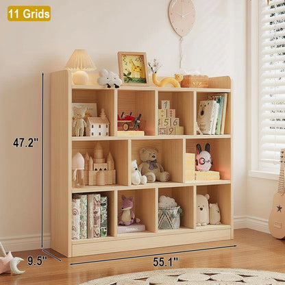 Montessori Kids Storage Cabinet, Solid Pine
