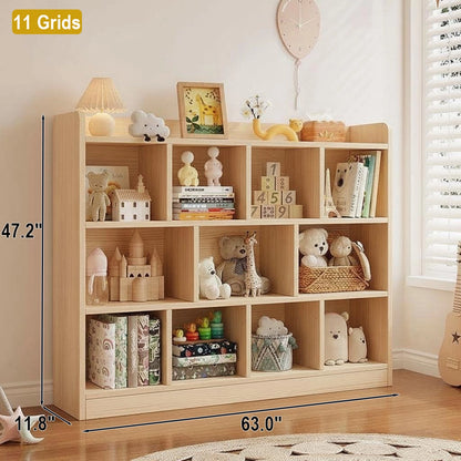 Montessori Kids Storage Cabinet, Solid Pine