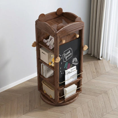 Rotating Solid Walnut Bookshelf