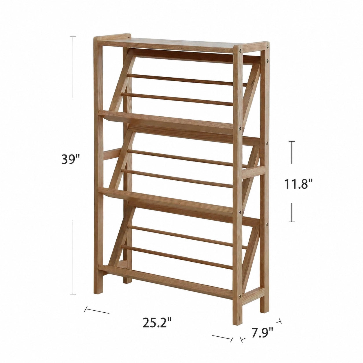Slanted Solid Wood Shoe Rack, Solid Beech Wood