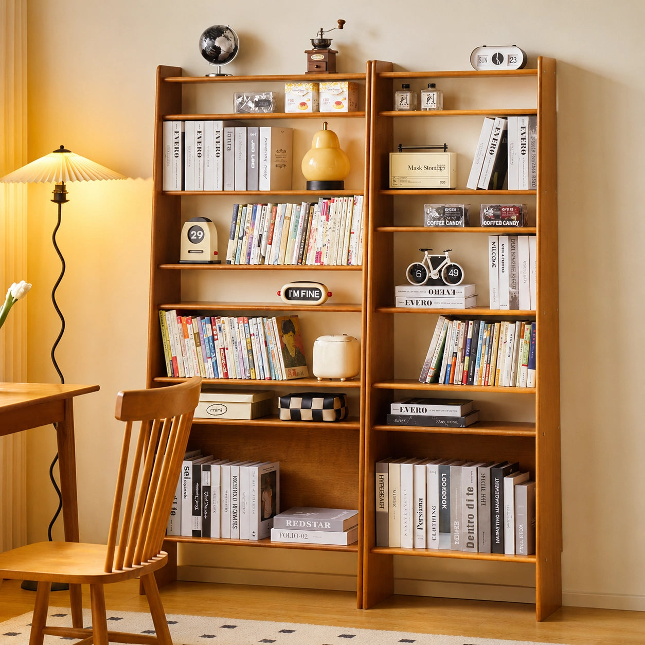 Leaning Wall Bookshelf, Solid Pine