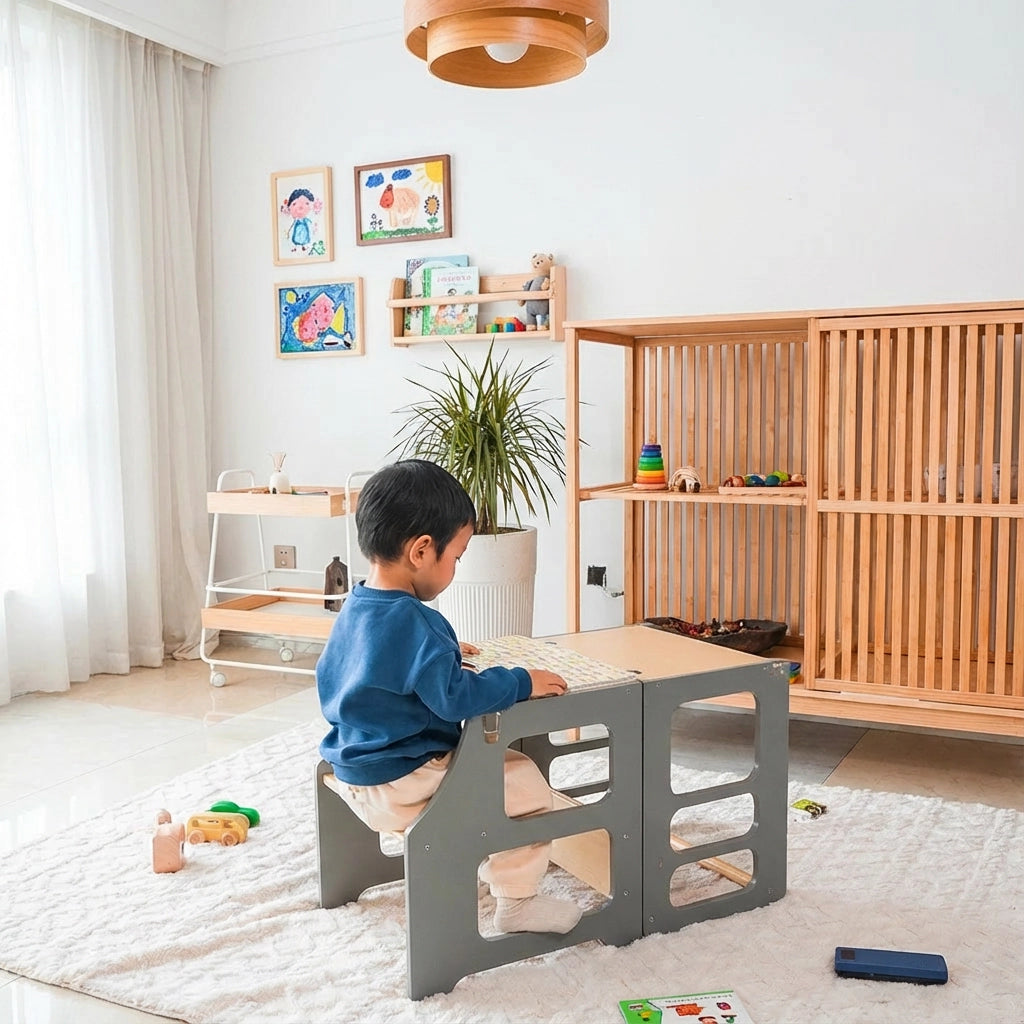 3-in-1 Montessori Toddler Step Stool, Birch Plywood