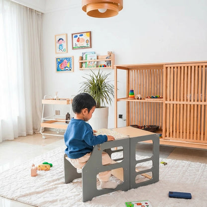 3-in-1 Montessori Toddler Step Stool, Birch Plywood