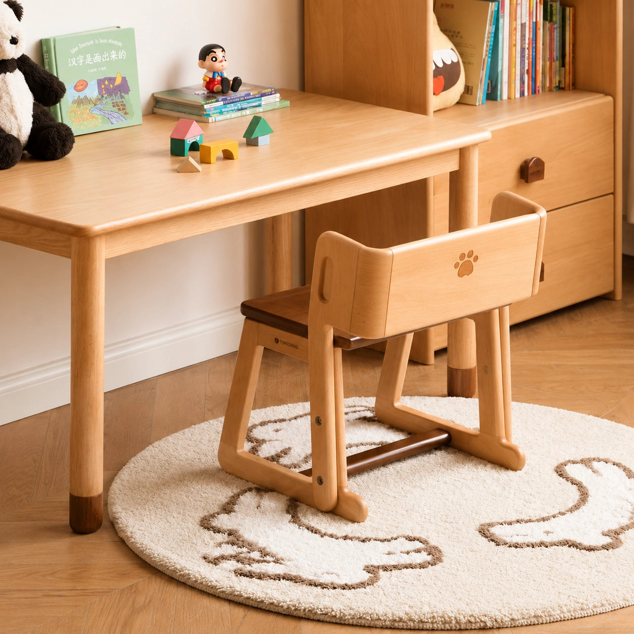 2-in-1 Toddler Step Stool and Chair, Solid Beech Wood