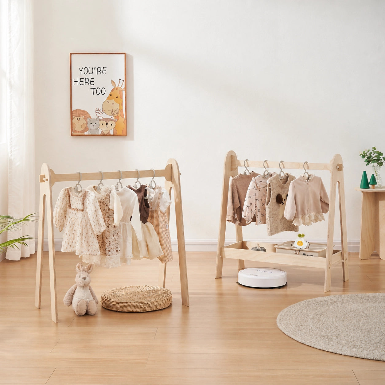 Low-Profile Toddler Garment Rack, Marine Plywood