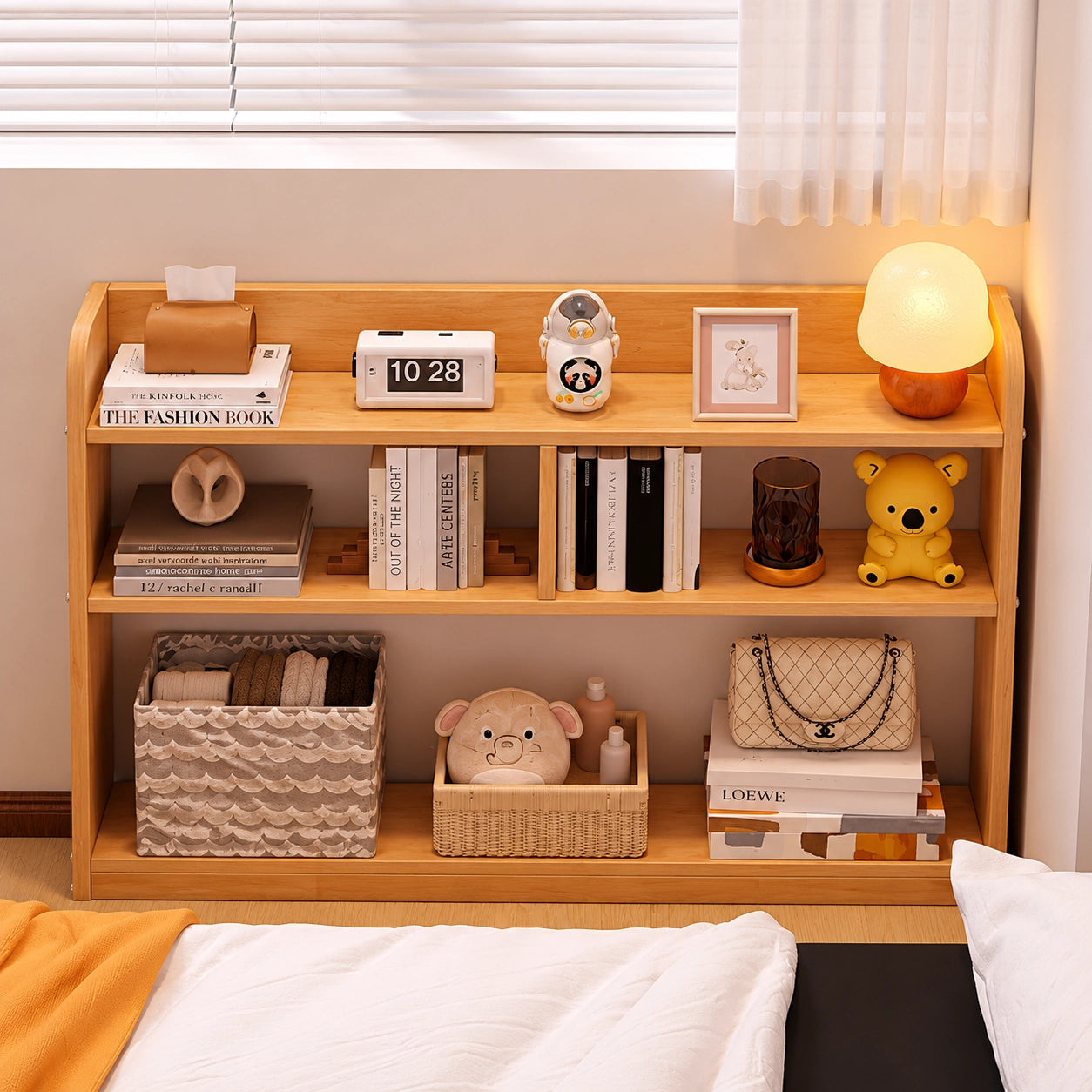 Space-Saving Narrow Bookshelf, Solid Pine