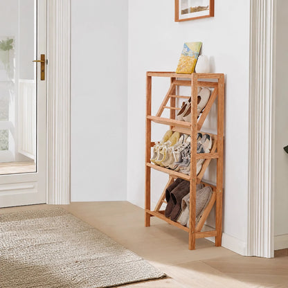 Slanted Solid Wood Shoe Rack, Solid Beech Wood