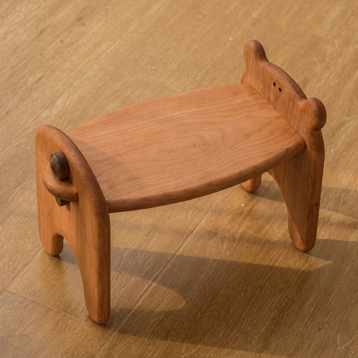 Toddler Assembly Bear Stool, Solid Cherry Wood