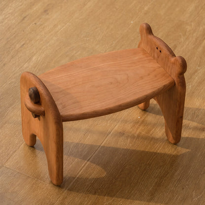 Toddler Assembly Bear Stool, Solid Cherry Wood