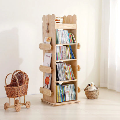 Kids Rotating Bookshelf, Solid Pine