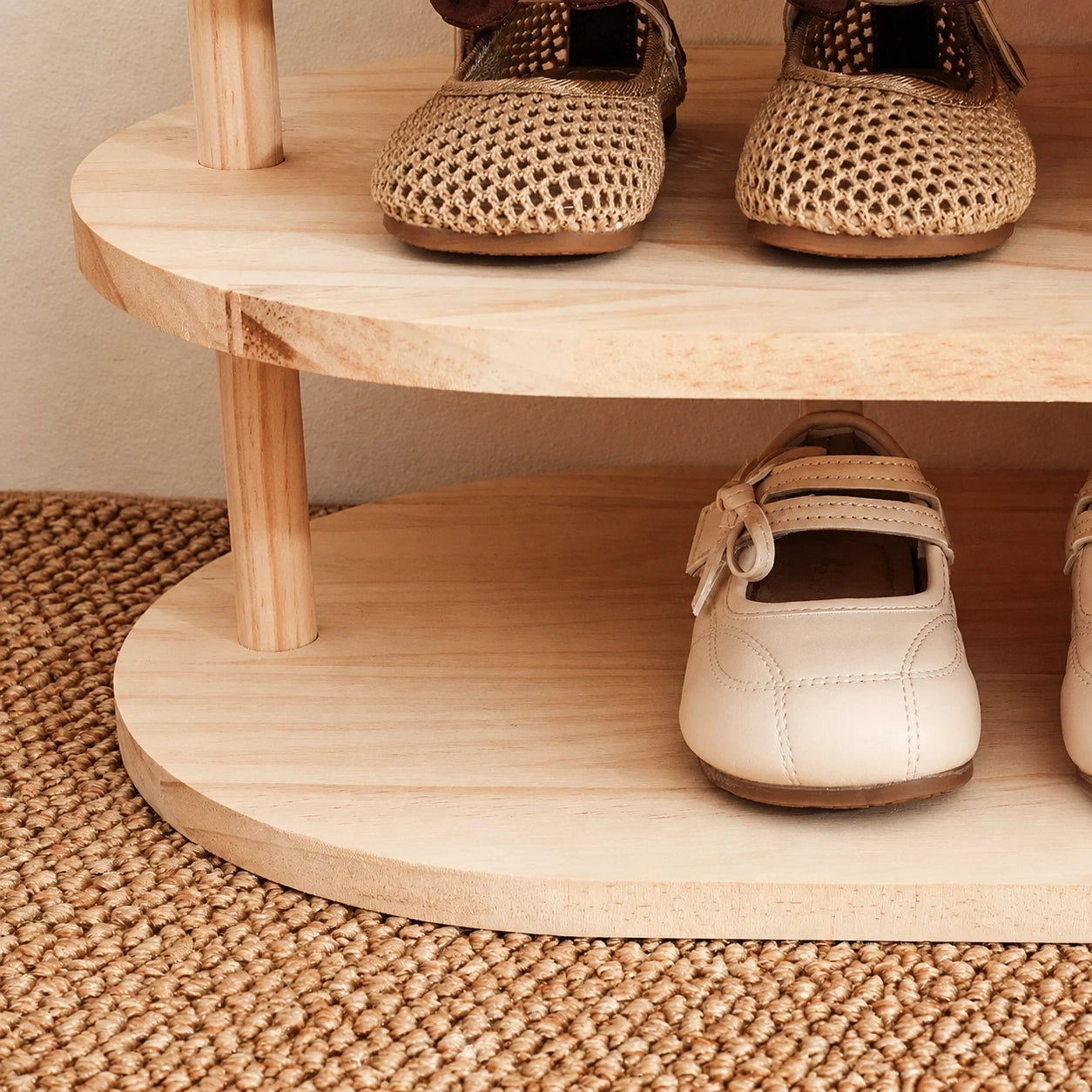 Toddler Shoe Rack Bench, Solid Pine