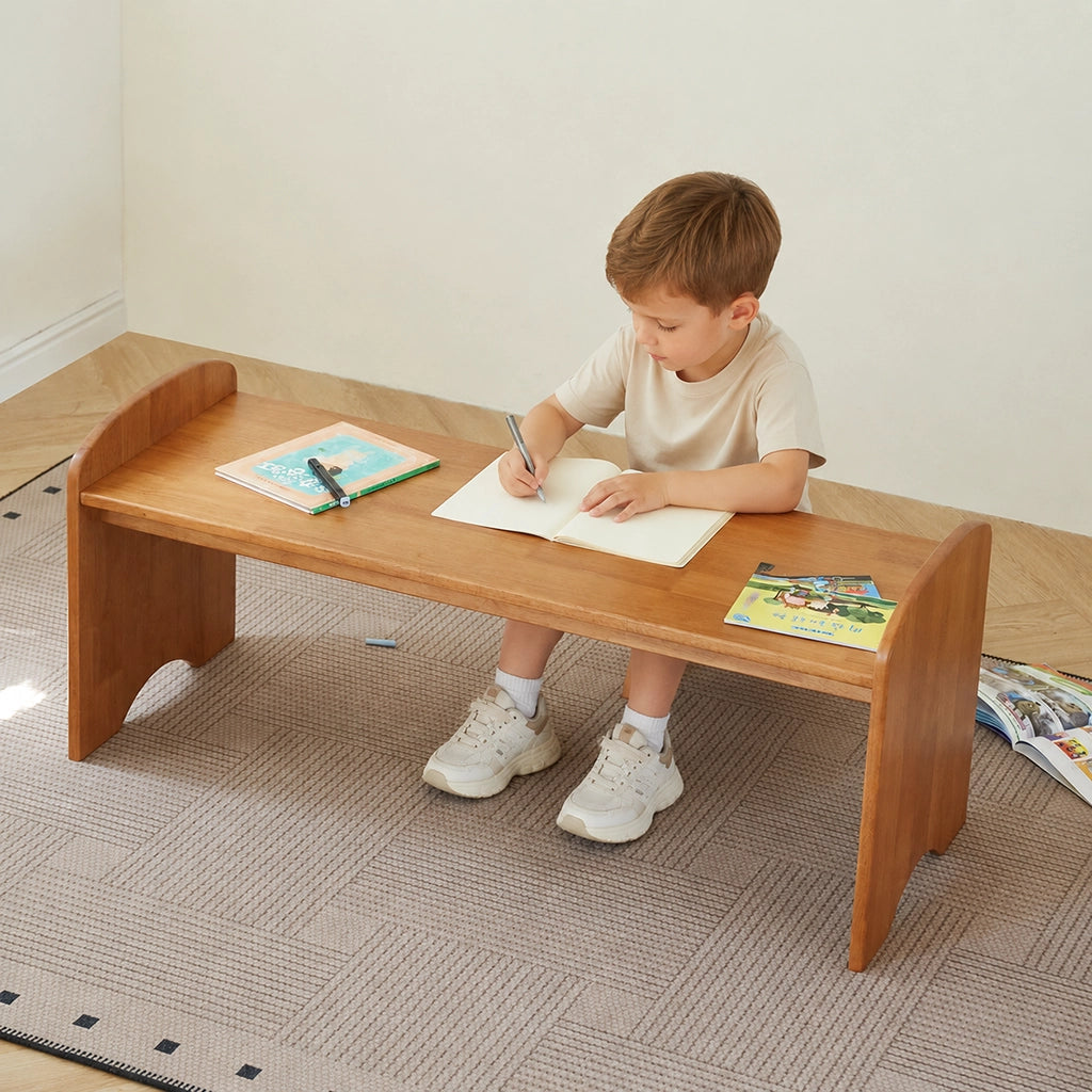 Kids Activity Table and Stool, Solid Rubber Wood