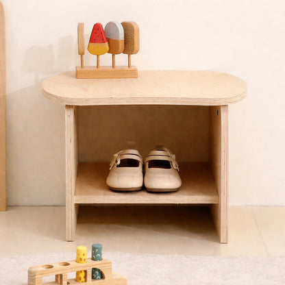 Kids Wooden Shoe Storage Bench, Marine Plywood