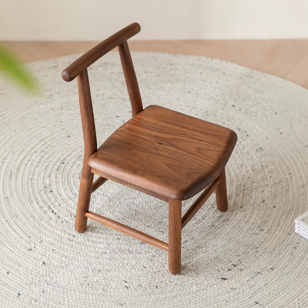 Solid Wood Kids Backrest Chair and Low Stool