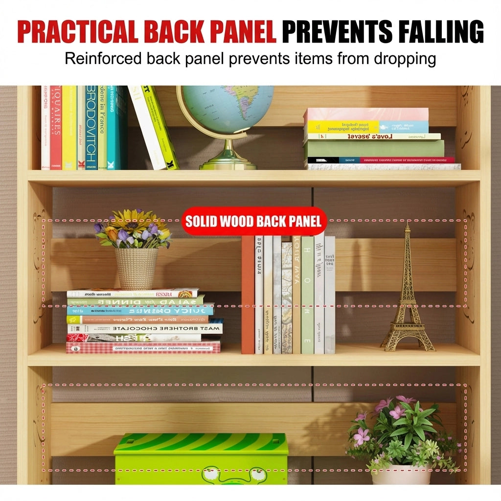 Vertical Kids Bookshelf, Solid Pine