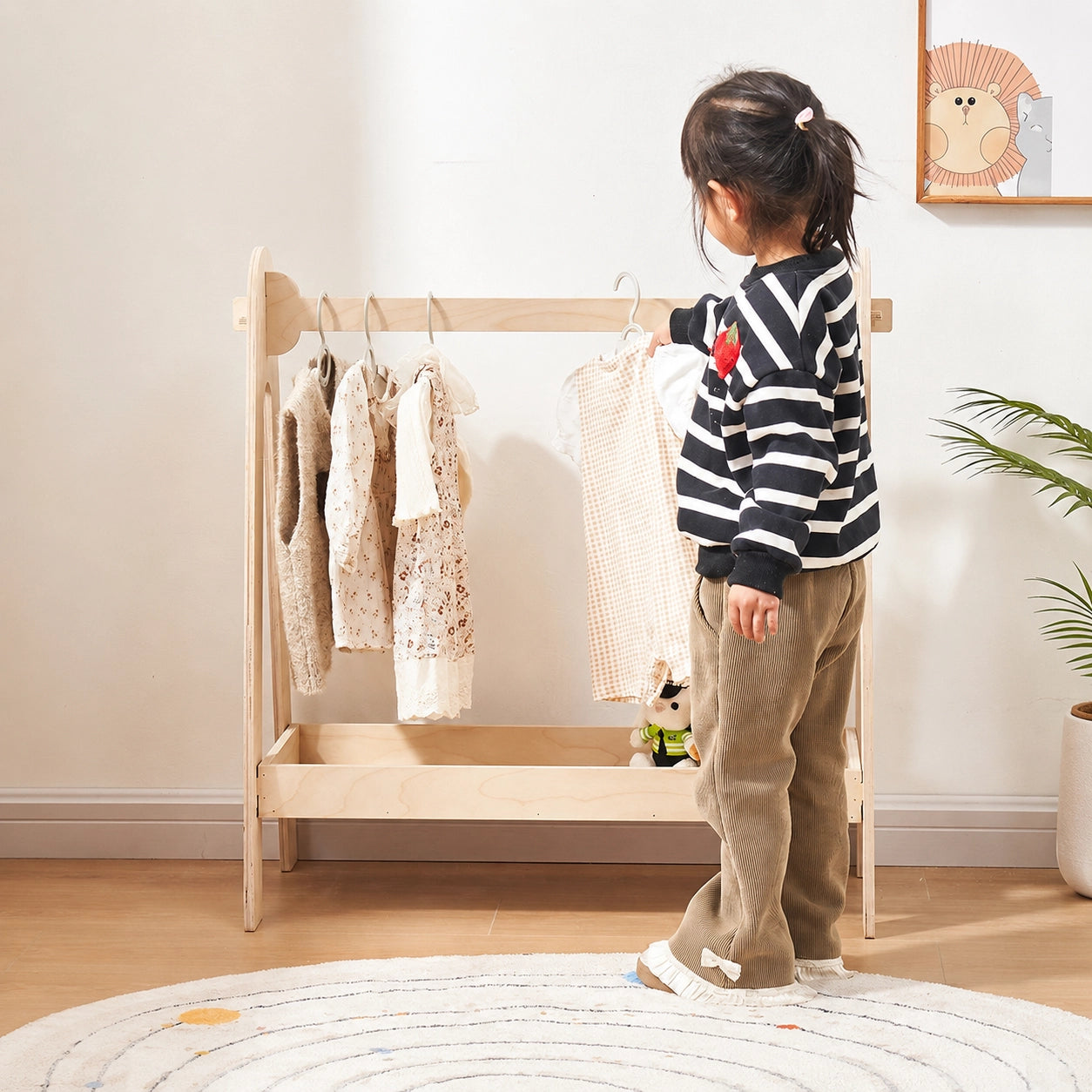 Low-Profile Toddler Garment Rack, Marine Plywood