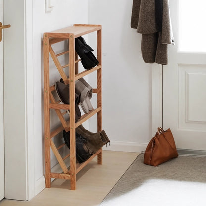 Slanted Solid Wood Shoe Rack, Solid Beech Wood