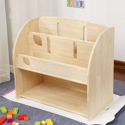 Montessori Kids Bookshelf with Toy Cubby