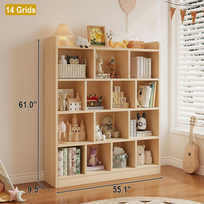 Montessori Kids Storage Cabinet, Solid Pine