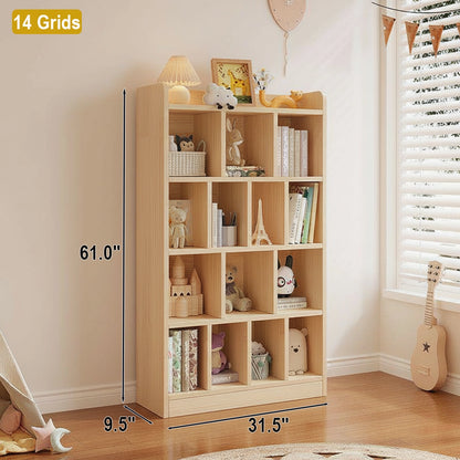 Montessori Kids Storage Cabinet, Solid Pine