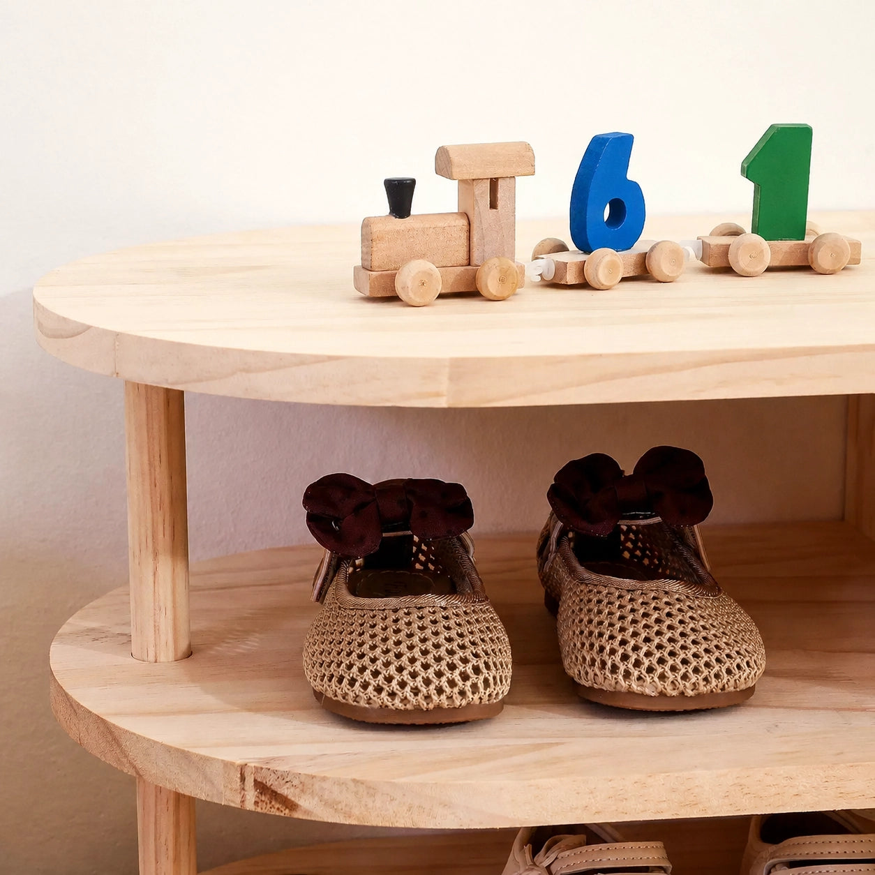 Toddler Shoe Rack Bench, Solid Pine