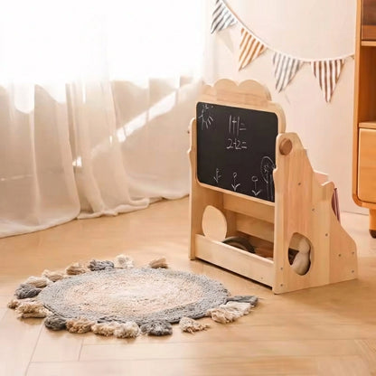 Front-Facing Montessori Bookshelf & Chalkboard, Solid Pine