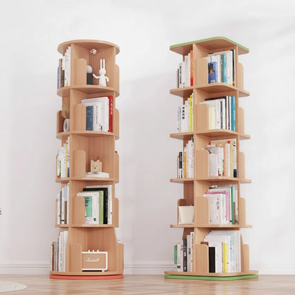 360-Degree Rotating Bookshelf, Solid Pine