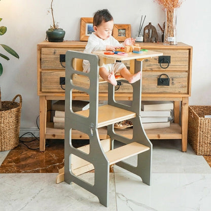 3-in-1 Montessori Toddler Step Stool, Birch Plywood
