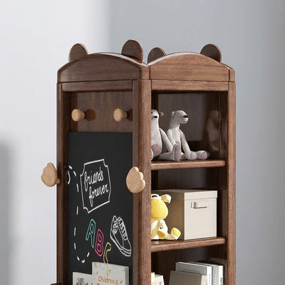 Rotating Solid Walnut Bookshelf