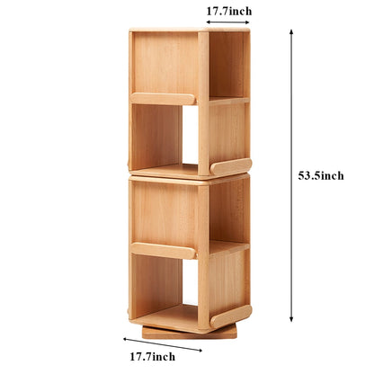 Rotating Solid Beech Kids Bookshelf Montessori Book Storage Tower