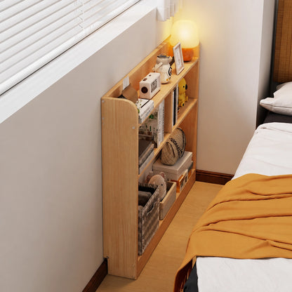 Space-Saving Narrow Bookshelf, Solid Pine