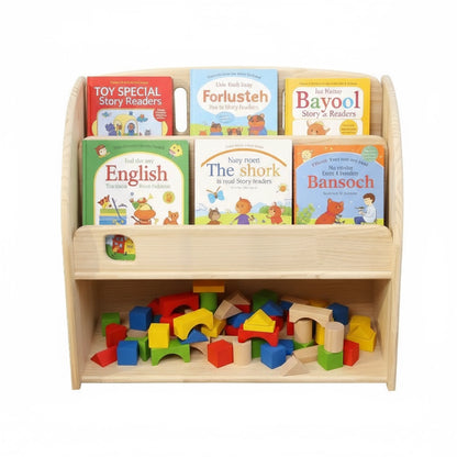 Montessori Kids Bookshelf with Toy Cubby