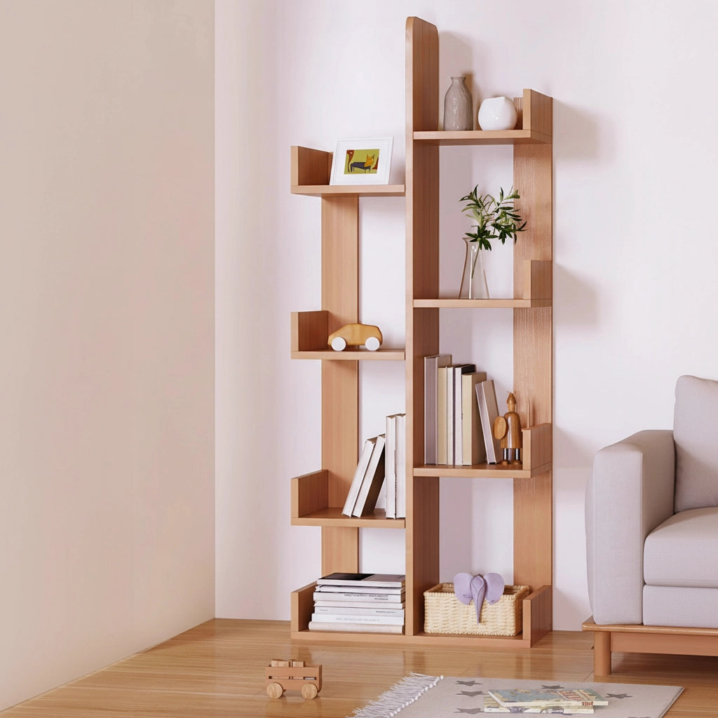 Geometric Tree Bookshelf, Solid Pine