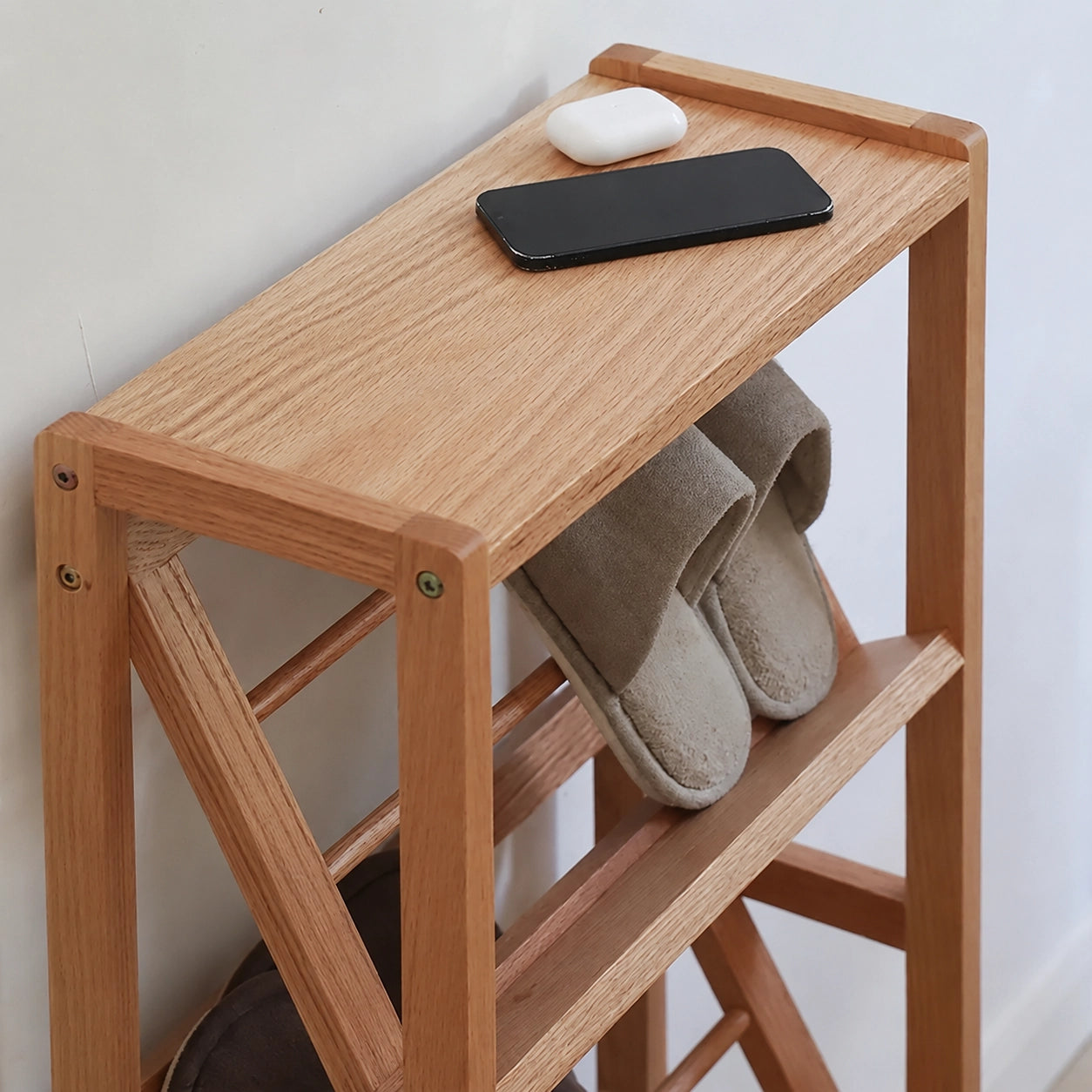 Slanted Solid Wood Shoe Rack, Solid Beech Wood