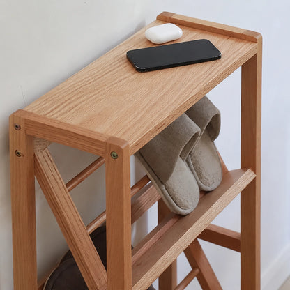 Slanted Solid Wood Shoe Rack, Solid Beech Wood