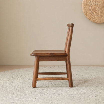 Solid Wood Kids Backrest Chair and Low Stool