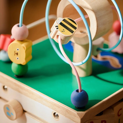 Toddler Activity Cube with Bead Maze, Solid Wood