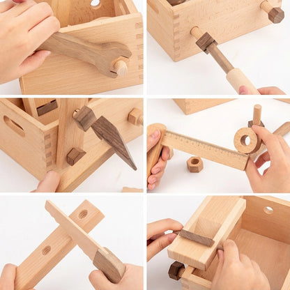 Montessori Kids Tool Box, Solid Beech Wood