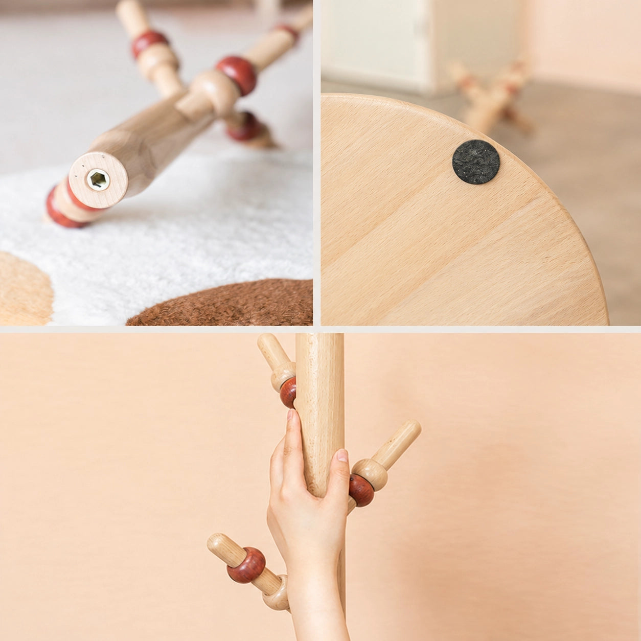 Adjustable Standing Coat Rack for Kids, Solid Maple