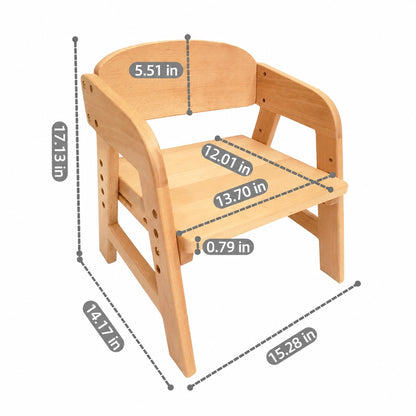 Height Adjustable Toddler Table and Chair Set, Solid Wood