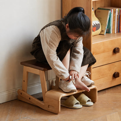 2-in-1 Toddler Step Stool and Chair, Solid Beech Wood
