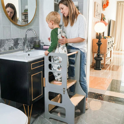 3-in-1 Montessori Toddler Step Stool, Birch Plywood