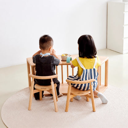 Curved Backrest Toddler Chair, Solid Beech Wood