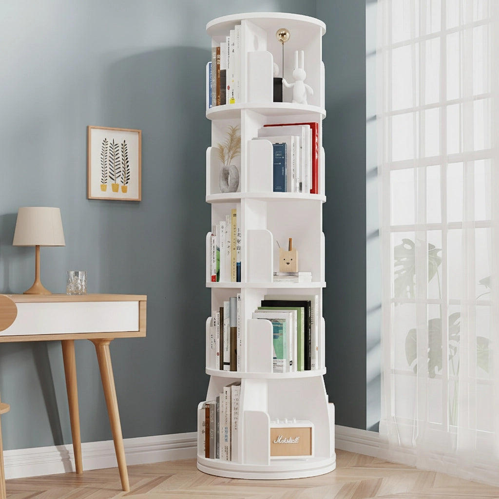 360-Degree Rotating Bookshelf, Solid Pine