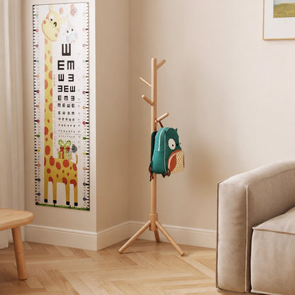 Adjustable Tree Coat Rack for Kids, Solid Wood