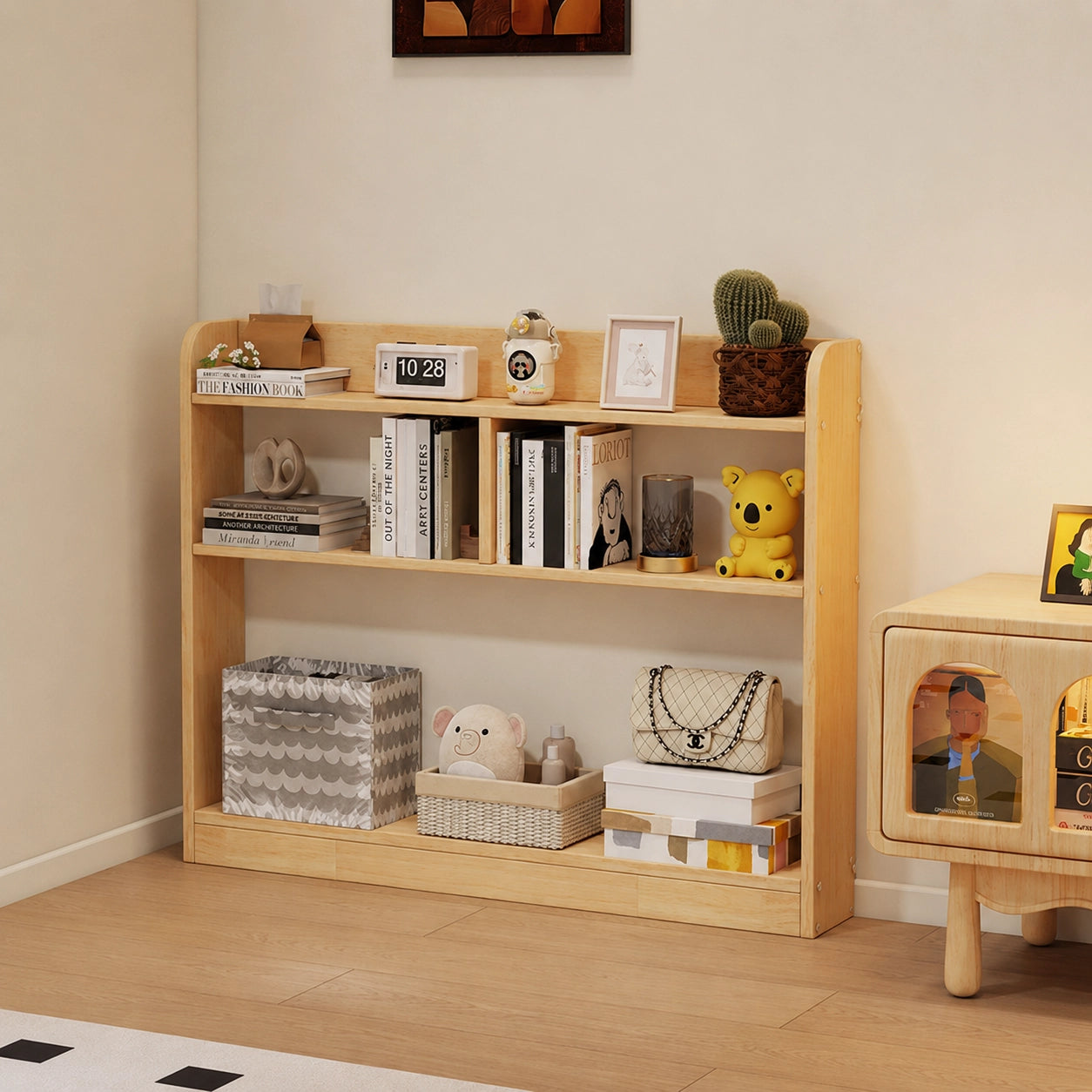 Space-Saving Narrow Bookshelf, Solid Pine