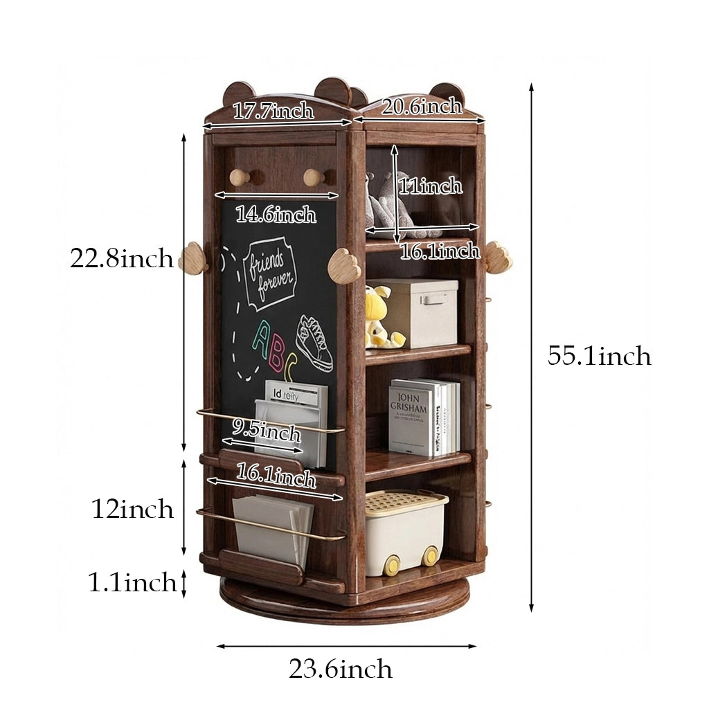 Rotating Solid Walnut Bookshelf