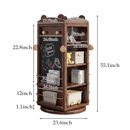 Rotating Solid Walnut Bookshelf